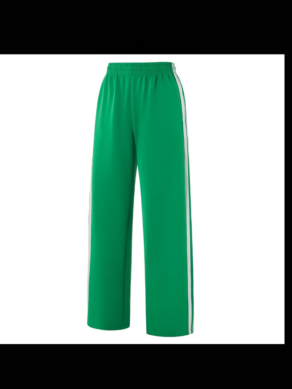 Green Track Pants with Contrast Side Stripe